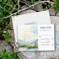Mountain Lake Watercolor Dusty Blue Wedding