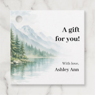 Mountain Lake Watercolor Favour Tags