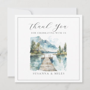Mountain Lake Watercolor Forest Trees Wedding  Card
