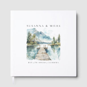 Mountain Lake Watercolor Forest Wedding Trees Guest Book