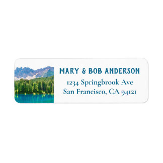 Mountain Lake Watercolor Return Address Label