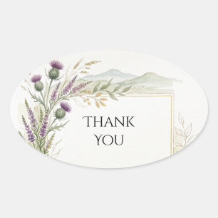 Mountain Lake Watercolor Thank You Sticker