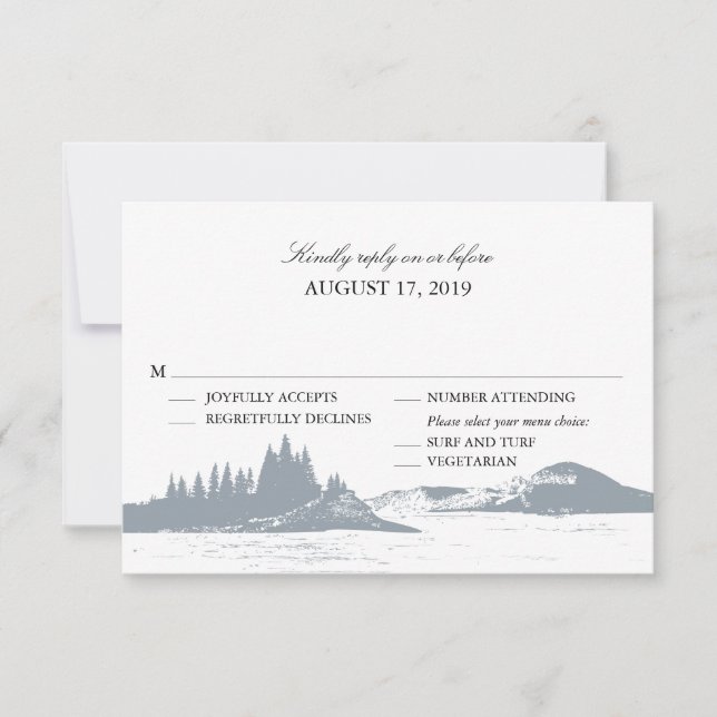 Mountain Lake  | Wedding RSVP with Menu Choices (Front)