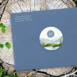 Mountain Lake Wedding Simple Monogram Watercolor Classic Round Sticker<br><div class="desc">Mountain wedding stickers with monogram and scenic watercolor design in shades of dusty blue and green. The lakeside scene features mountains, greenery and pine trees, the lake and a light sky. You can add the bride and groom's initials and, if you would like matching products, please browse my Mountain Lake...</div>