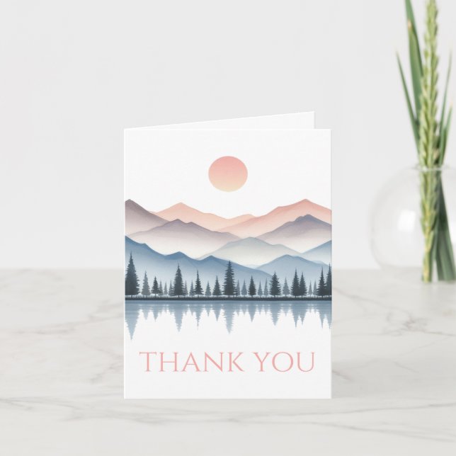Mountain Lake Wedding Thank You Card (Front)