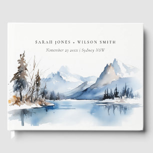 Mountain Lake Winter Snow Landscape Wedding Guest Book
