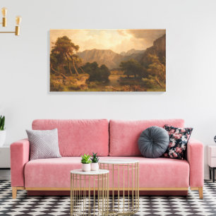 Mountain Lake with Herons – Heinrich Funk Canvas Print