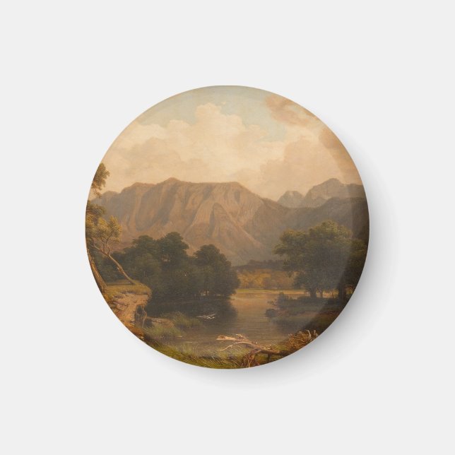 Mountain Lake with Herons – Heinrich Funk Magnet (Front)