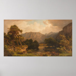 Mountain Lake with Herons – Heinrich Funk Poster