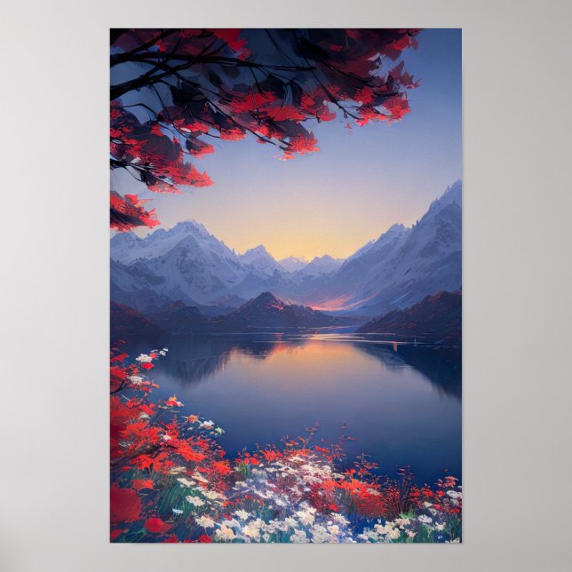 Mountain Lake's Floral Symphony Poster (Front)