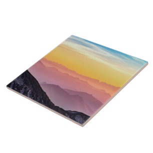 Mountain Landscape at Sunset    Ceramic Tile