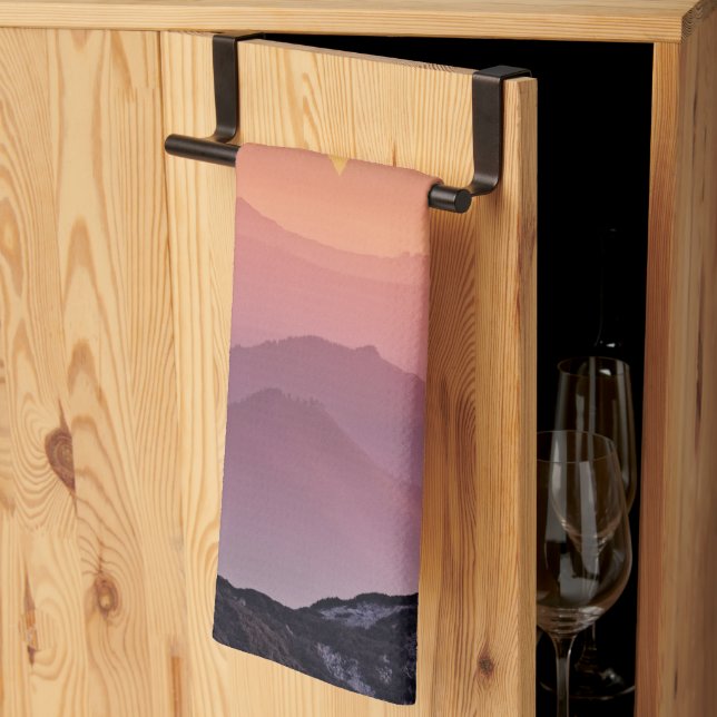 Mountain Landscape at Sunset   Kitchen Towel (Thirds Fold)