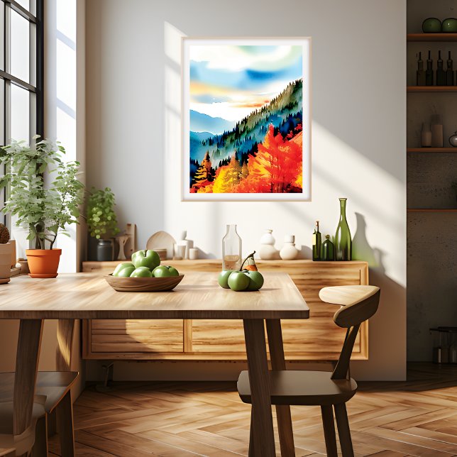 Mountain Landscape Autumn Inspired  Poster (Mountain Landscape Autumn Inspired Poster)