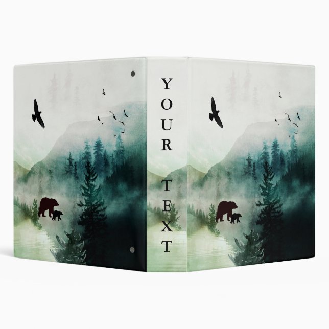 Mountain Landscape Bears Birds Forest Binder (Background)