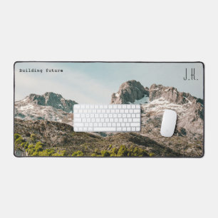 Mountain Landscape (Custom Text and Initials) Desk Mat