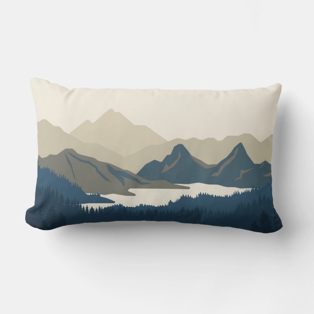 Mountain landscape in the evening lumbar pillow (Front)