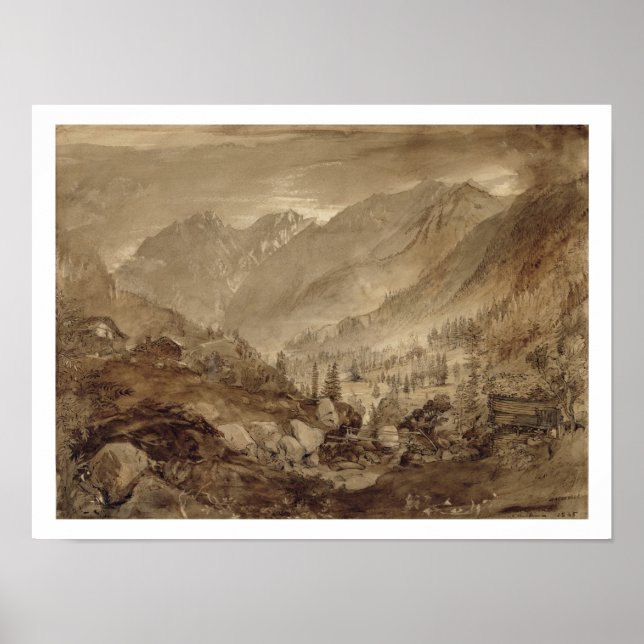 Mountain Landscape, Macugnaga, 1845 (pen & brown i Poster (Front)