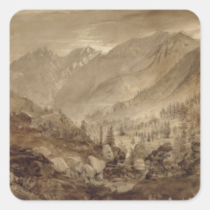 Mountain Landscape, Macugnaga, 1845 (pen & brown i Square Sticker