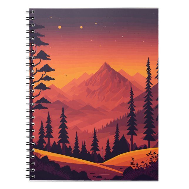 Mountain Landscape Night Scene Notebook (Front)