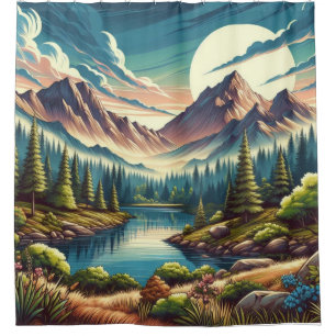 Mountain Landscape Serenity Shower Curtain