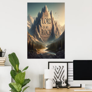 Mountain Landscape THE LORD IS MY ROCK PSALM 18:2 Poster