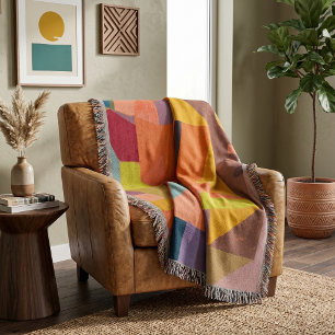 Mountain Landscape Warm Abstract Vintage Geometri Throw Blanket
