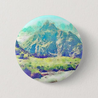 Mountain Landscape Watercolor 2 Inch Round Button