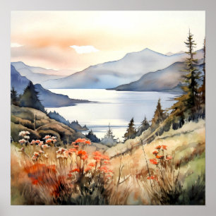 Mountain Landscape Watercolor Painting Art Print