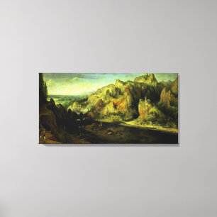 Mountain Landscape with a surprise attack, c.1585 Canvas Print