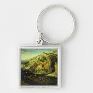 Mountain Landscape with a surprise attack, c.1585 Keychain