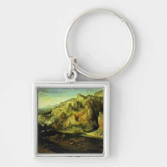 Mountain Landscape with a surprise attack, c.1585 Keychain (Front)