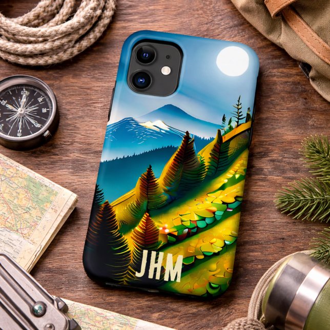 Mountain Landscape with Full Moon  Case-Mate iPhone Case (Creator Uploaded)