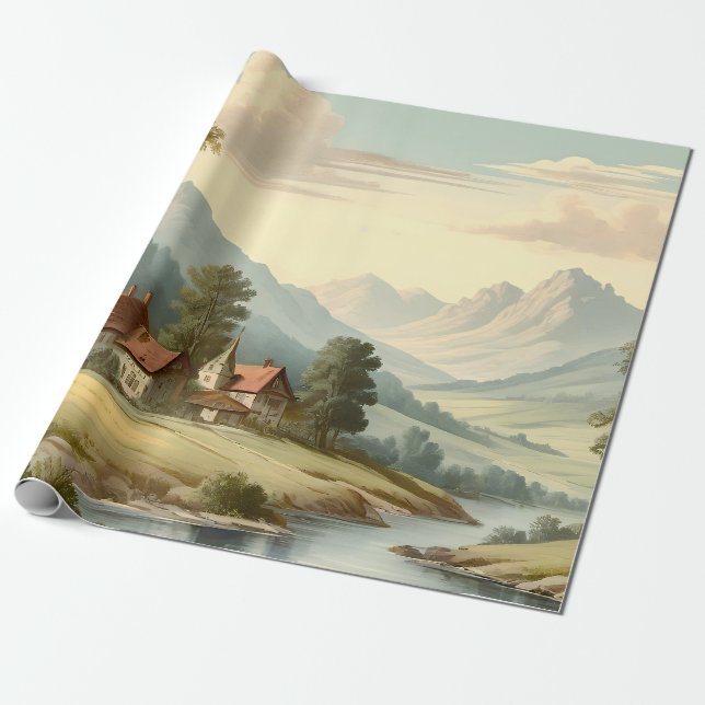 Mountain landscape wrapping paper (Unrolled)