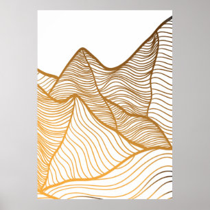 Mountain layout design in oriental style poster