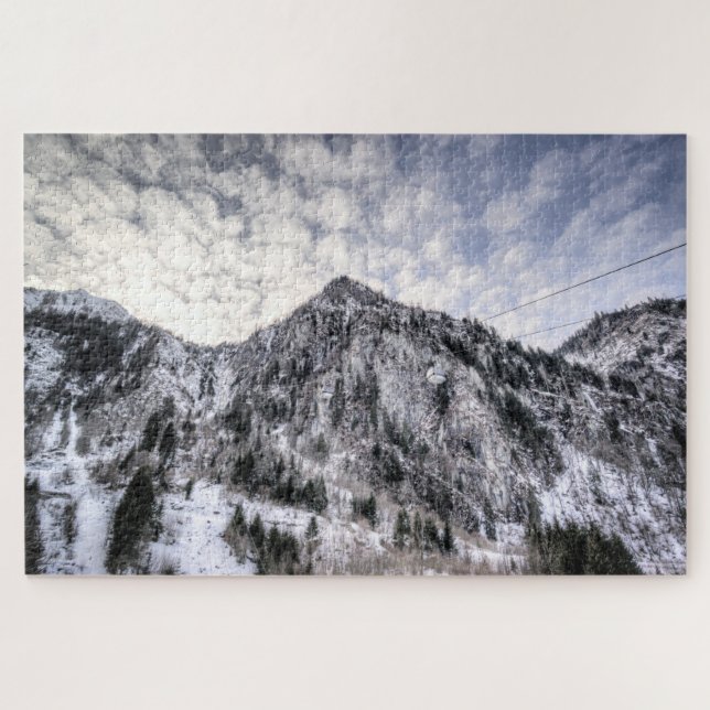 Mountain Lifts Snowy View Jigsaw Puzzle (Horizontal)
