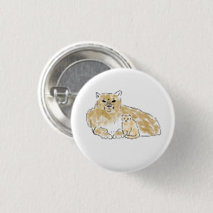 Mountain Lion and Kitten Animal Duo Gift 1 Inch Round Button