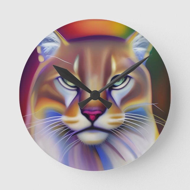 Mountain Lion Art  Round Clock (Front)