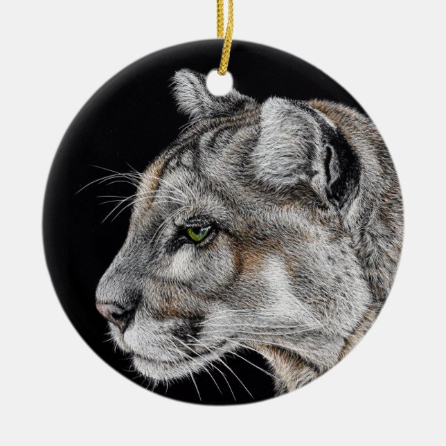 Mountain Lion Ceramic Ornament (Front)