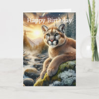 Mountain Lion Lying on Cliff Birthday