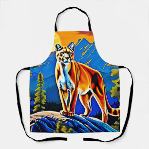 Mountain Lion Moonlit Peak Apron