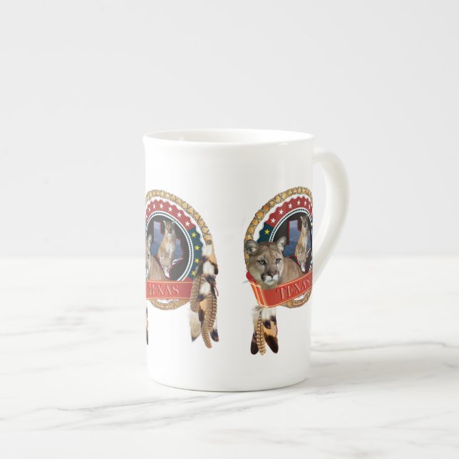 Mountain lion of Texas Bone China Mug (Front Right)