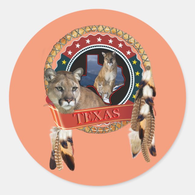 Mountain lion of Texas Classic Round Sticker (Front)