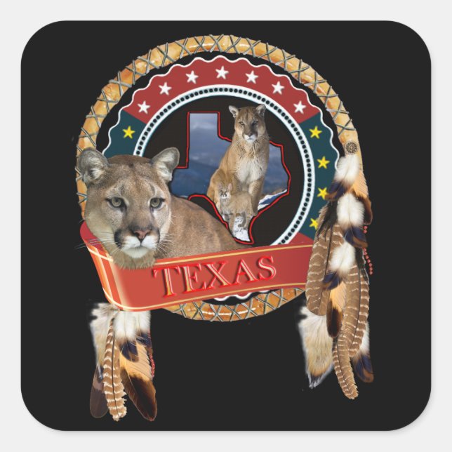 Mountain lion of Texas Square Sticker (Front)