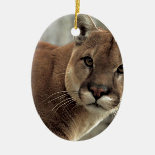 Mountain Lion Striking a Pose Ceramic Ornament