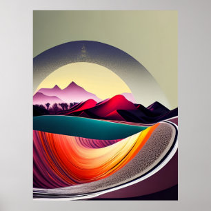 Mountain llustration Abstract Landscape      Poster