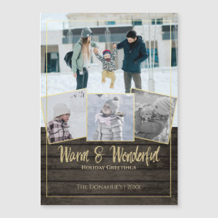 Mountain Lodge Rustic Wood and Gold Quad Photo
