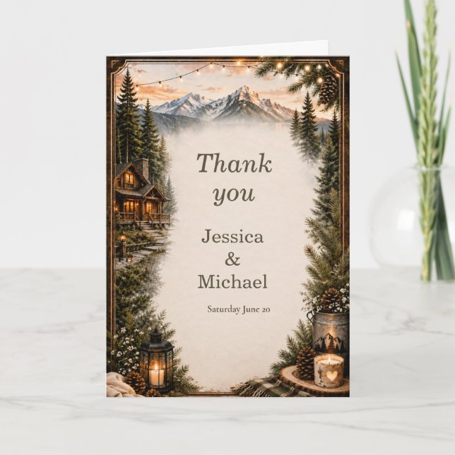 Mountain Lodge Wedding Invitation (Front)