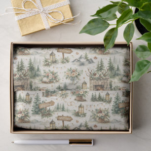 Mountain Lodge Wedding Watercolor Pattern Tissue Paper