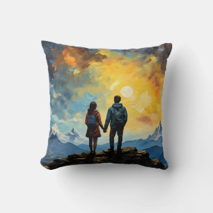Mountain Looking at The Stars and Over The Twiligh Throw Pillow