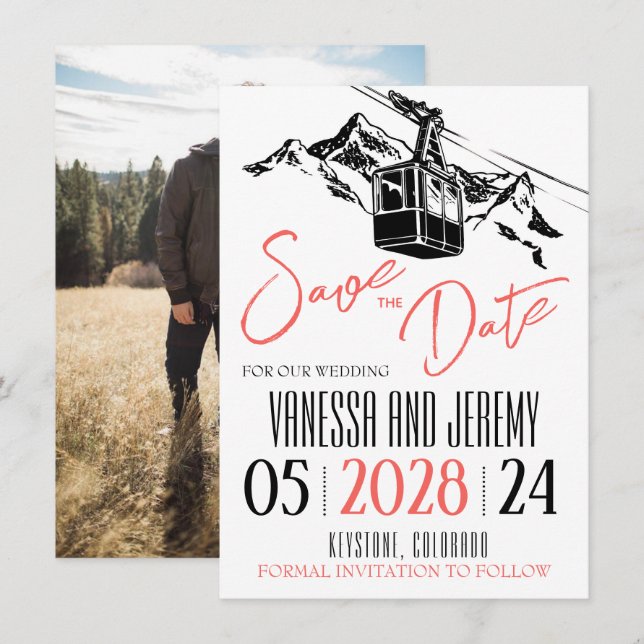 Mountain Love Coral Save The Date (Front/Back)